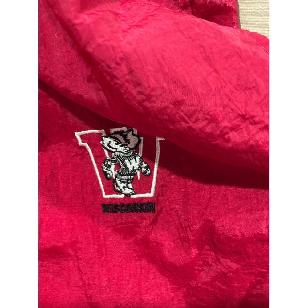 Vintage‎ Wisconsin Badgers Red Nylon Windbreaker Track Pants Mens Large Bucky - Picture 2 of 9